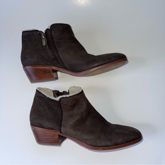Sam Edelman Ankle Boots Women's Size 8.5 US Coffee Brown Leather Sherpa Lined - Picture 7 of 13